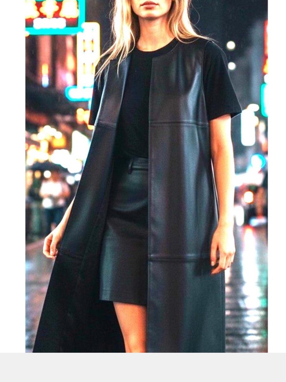 Bagatelle Faux Leather Open Long Vest duster Sleeveless Trench